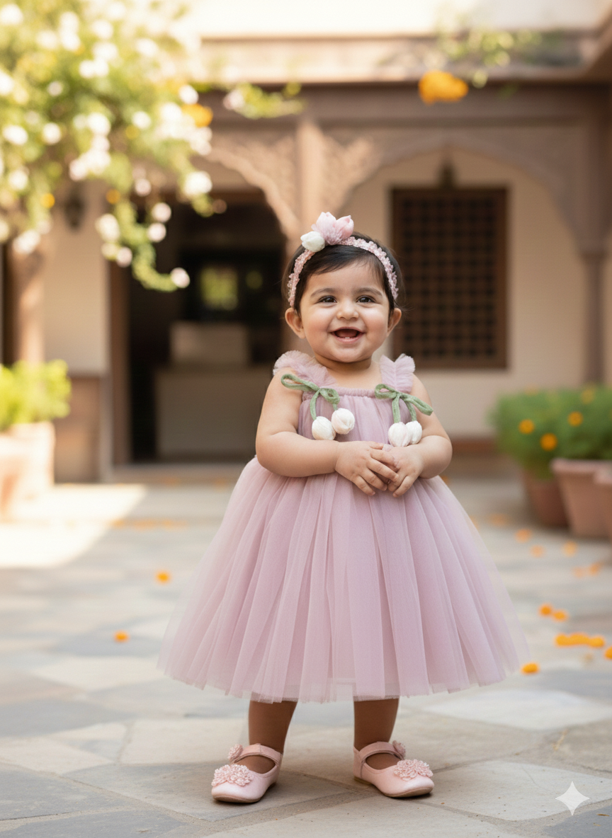 BABY FROCK WITH HAIR BAND