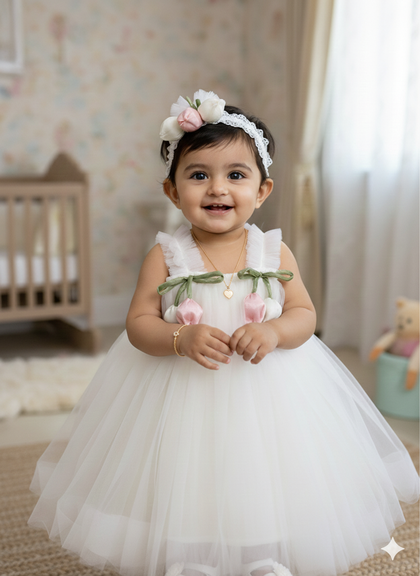 BABY FROCK WITH HAIR BAND