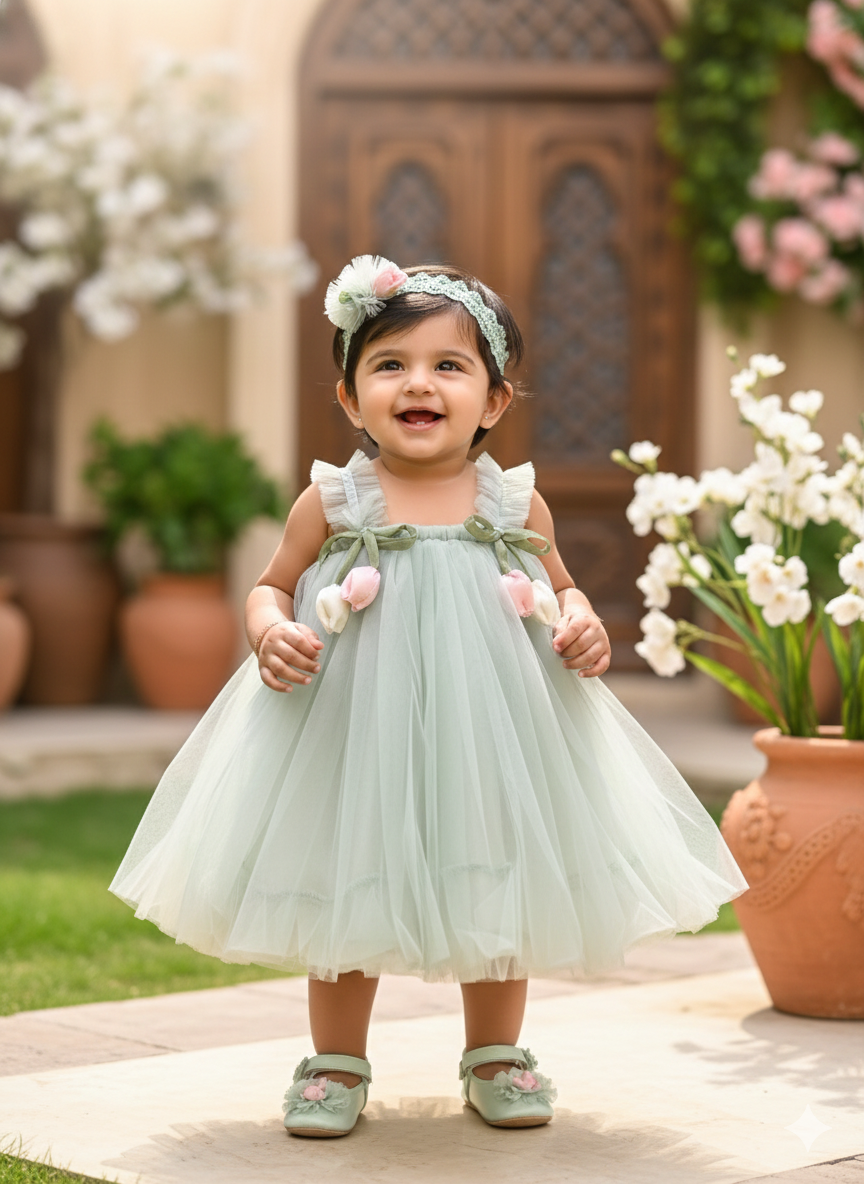 BABY FROCK WITH HAIR BAND